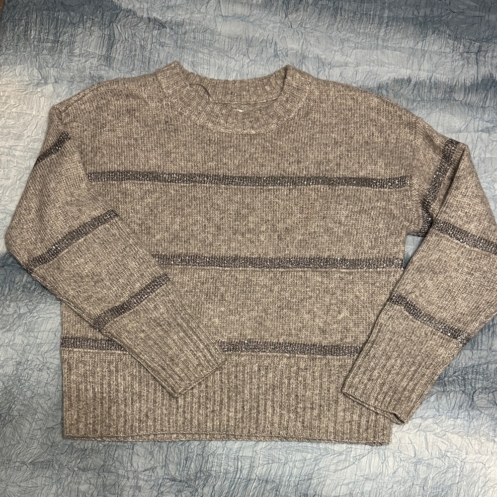 70. Sonoma Heather Gray and sparkles Striped women’s Crewneck Sweater